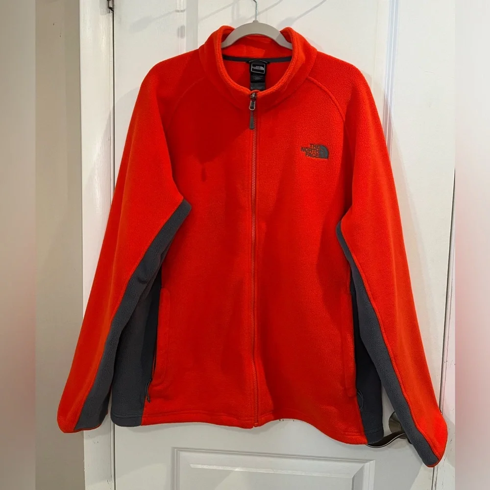 The North Face Men’s Two Tone Microfleece Active Zip Jacket Sz XL Orange Gray